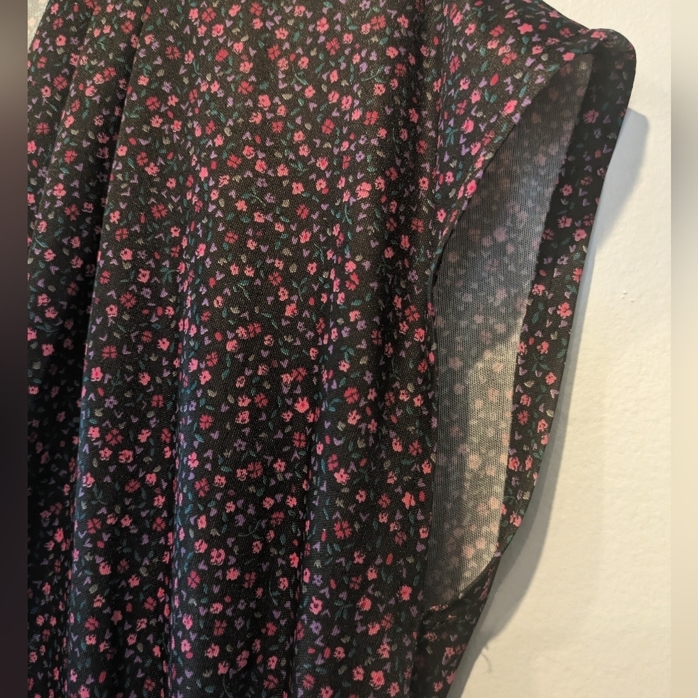 Vintage 80s Floral Midi Dress ILGWU Union Made USA Boho Cottagecore Size 8 - Picture 9 of 9